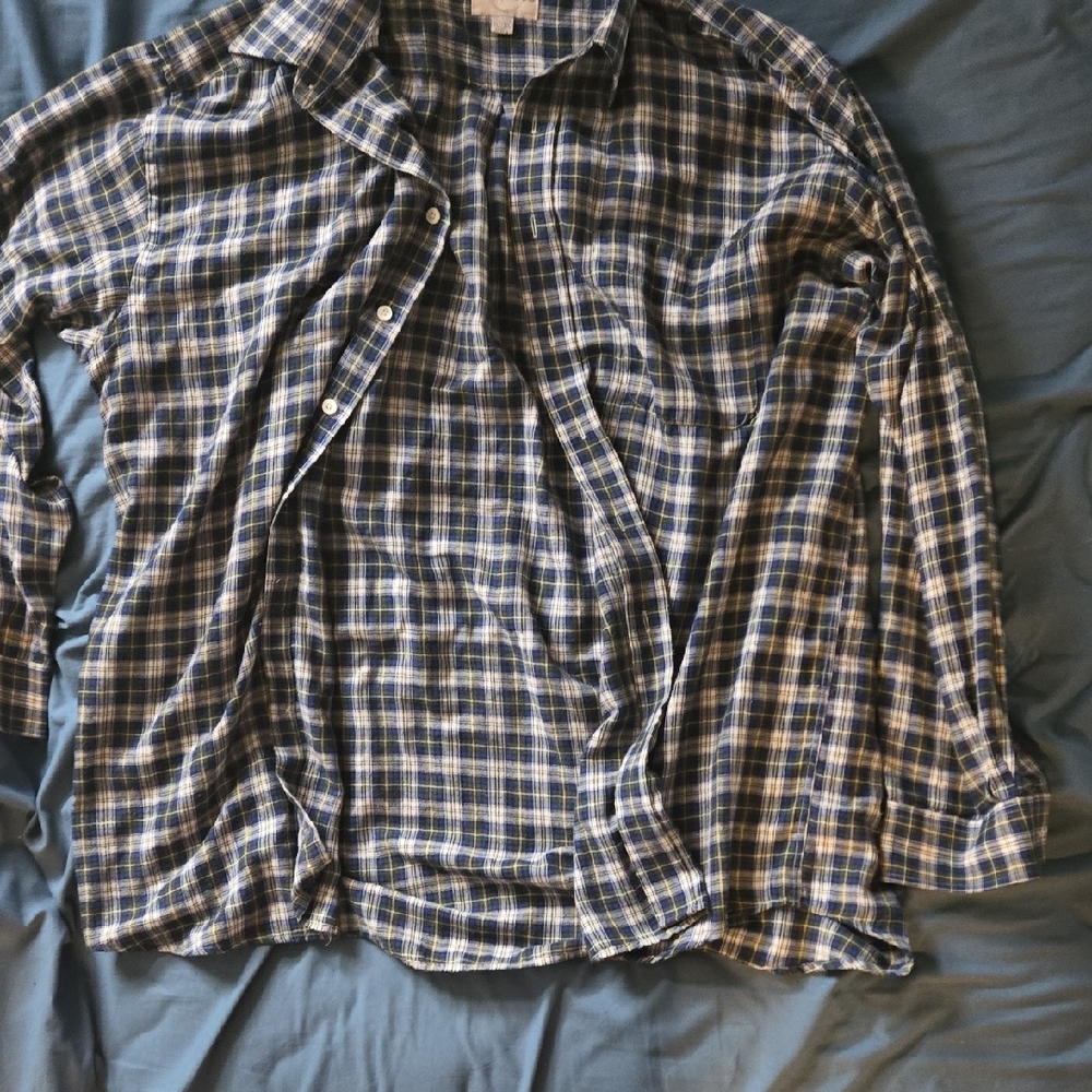 Classic Blue and White Plaid Shirt